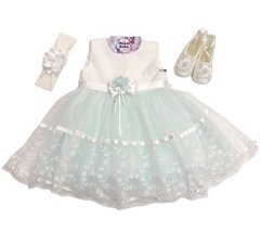 Mint Yeşili Etek Dantelli Mevlüt Elbisesi