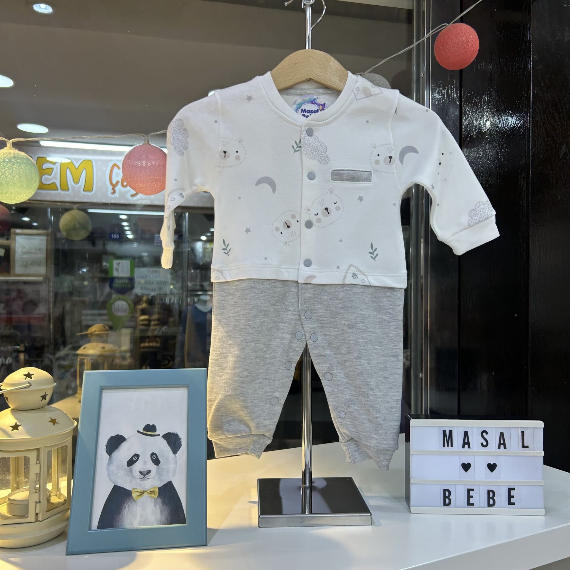 Gri Ayıcıklı Tulum- % 100 Pamuk