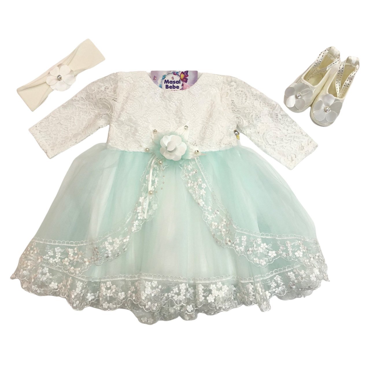Su Yeşili Dantel Detaylı Mevlüt Seti- 0.3 ay