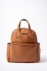 Taba Renk Deri Anne Bebek Bakım Sırt Çantası