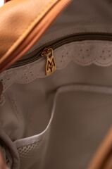 Taba Renk Deri Anne Bebek Bakım Sırt Çantası