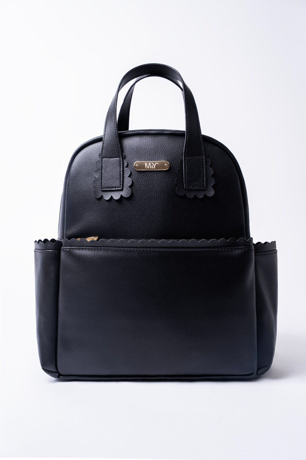 Siyah Renk Deri Anne Bebek Bakım Sırt Çantası