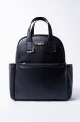 Siyah Renk Deri Anne Bebek Bakım Sırt Çantası