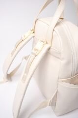 Ekru Renk Deri Anne Bebek Bakım Sırt Çantası