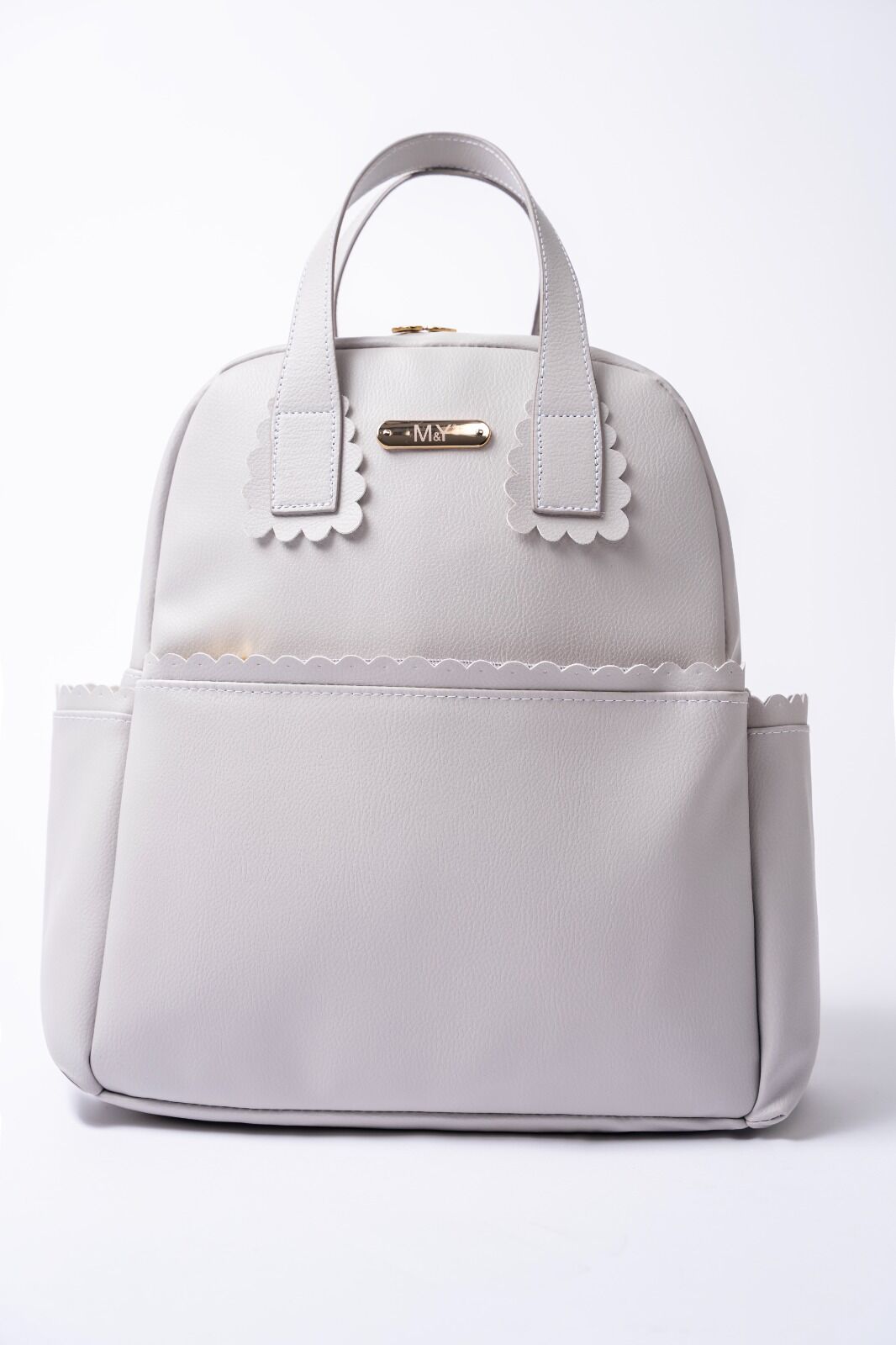 Gri Renk Deri Anne Bebek Bakım Sırt Çantası