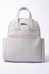 Gri Renk Deri Anne Bebek Bakım Sırt Çantası