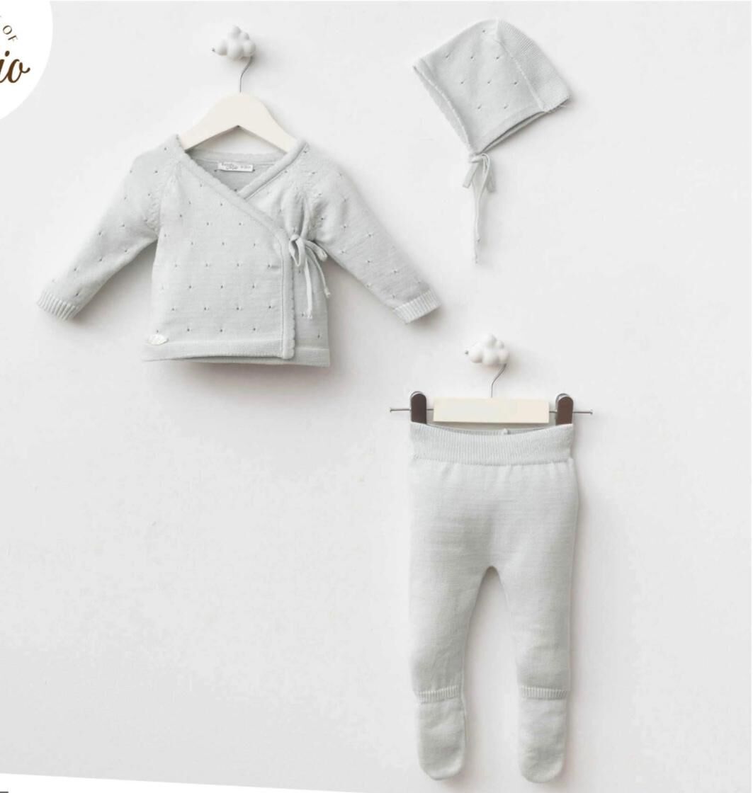 Mint Rengi Organik Triko Zıbın Seti- 3 Parça