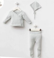 Mint Rengi Organik Triko Zıbın Seti- 3 Parça