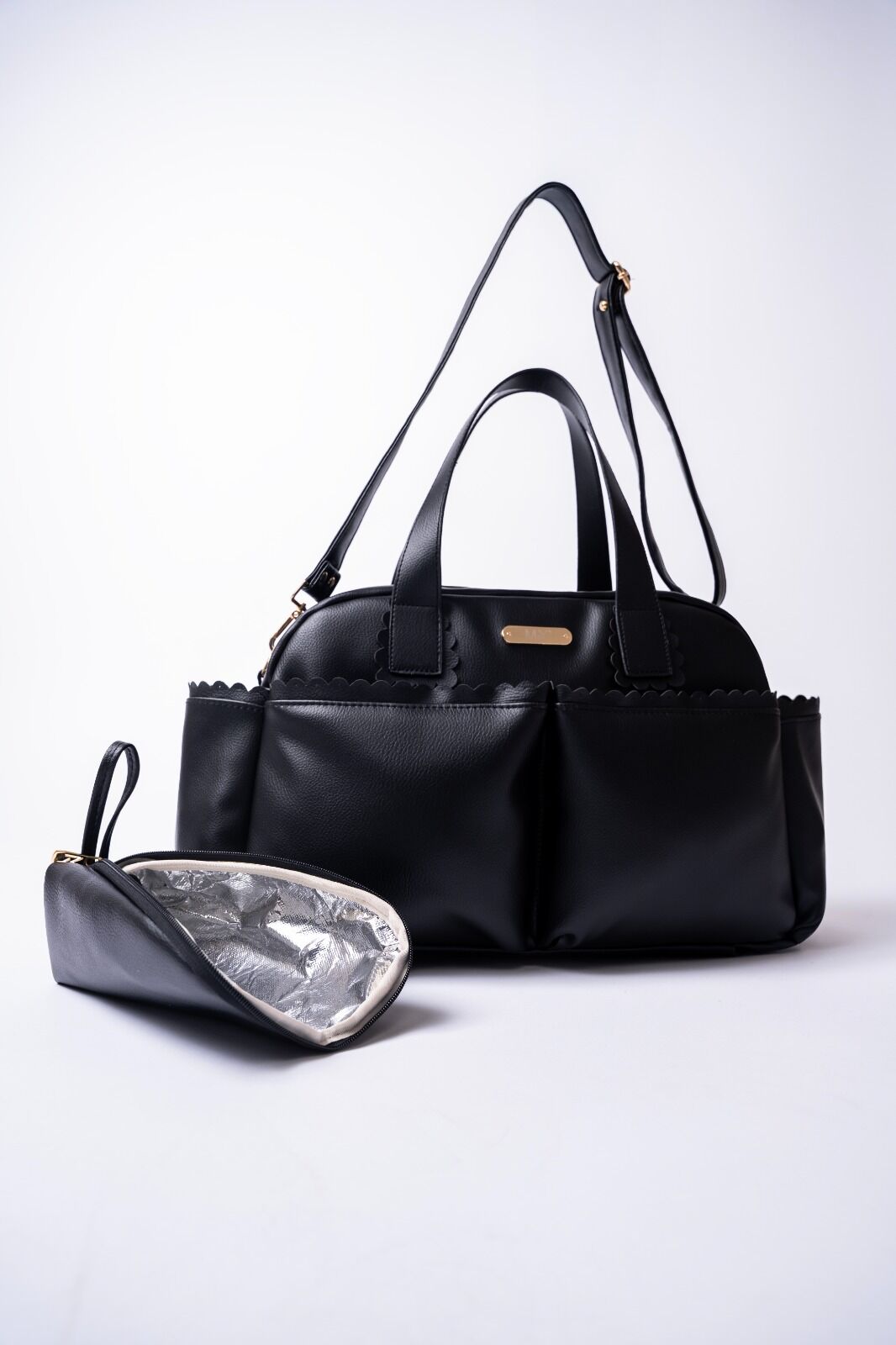 Siyah Renk Deri Anne Bebek Bakım Çantası