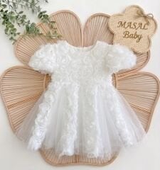 Beyaz Güllü Tütü Elbise- 1 Yaş / 5 yaş Arası