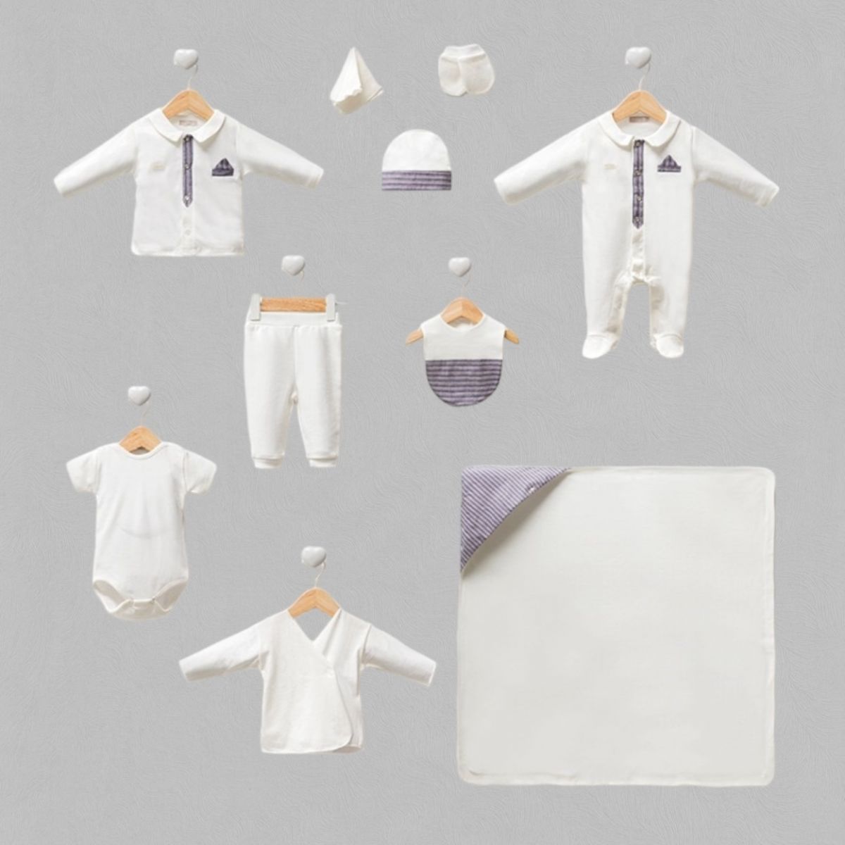 Çizgili Erkek Hastane Çıkışı- 10 Parça