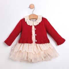 Kırmızı Hırkalı Romper Seti