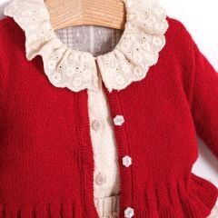 Kırmızı Hırkalı Romper Seti