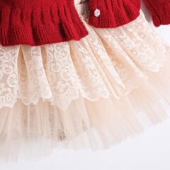 Kırmızı Hırkalı Romper Seti