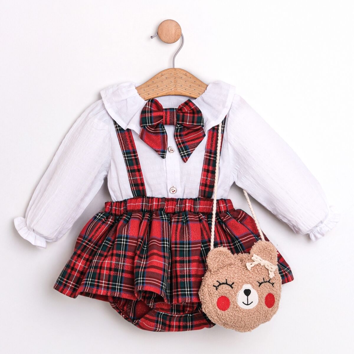 Kırmızı Çantalı Romper Seti