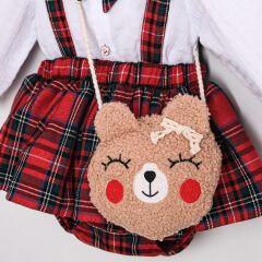 Kırmızı Çantalı Romper Seti