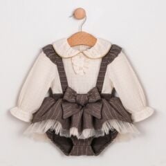 Kahve Çizgili Romper Seti