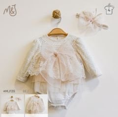 İncili Tütülü Kız Romper Ve Bandana