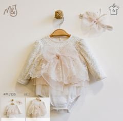 İncili Tütülü Kız Romper Ve Bandana