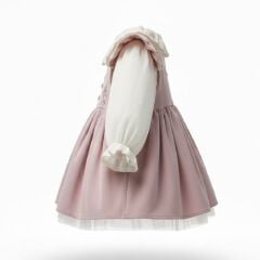 Pembe Fitilli Kadife Elbise ve Gömlek