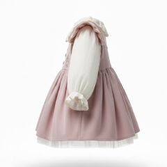 Pembe Fitilli Kadife Elbise ve Gömlek