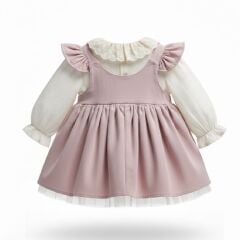 Pembe Fitilli Kadife Elbise ve Gömlek