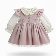 Pembe Fitilli Kadife Elbise ve Gömlek