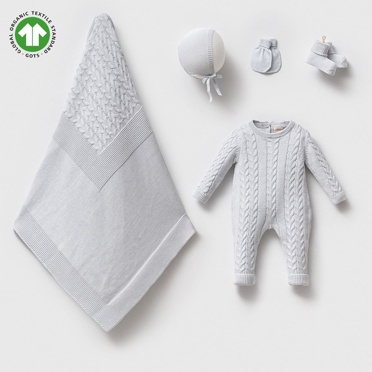 Saç Örgülü Organik Triko Hastane Çıkışı- 5 Parça-Mavi Renk