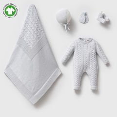 Saç Örgülü Organik Triko Hastane Çıkışı- 5 Parça-Mavi Renk