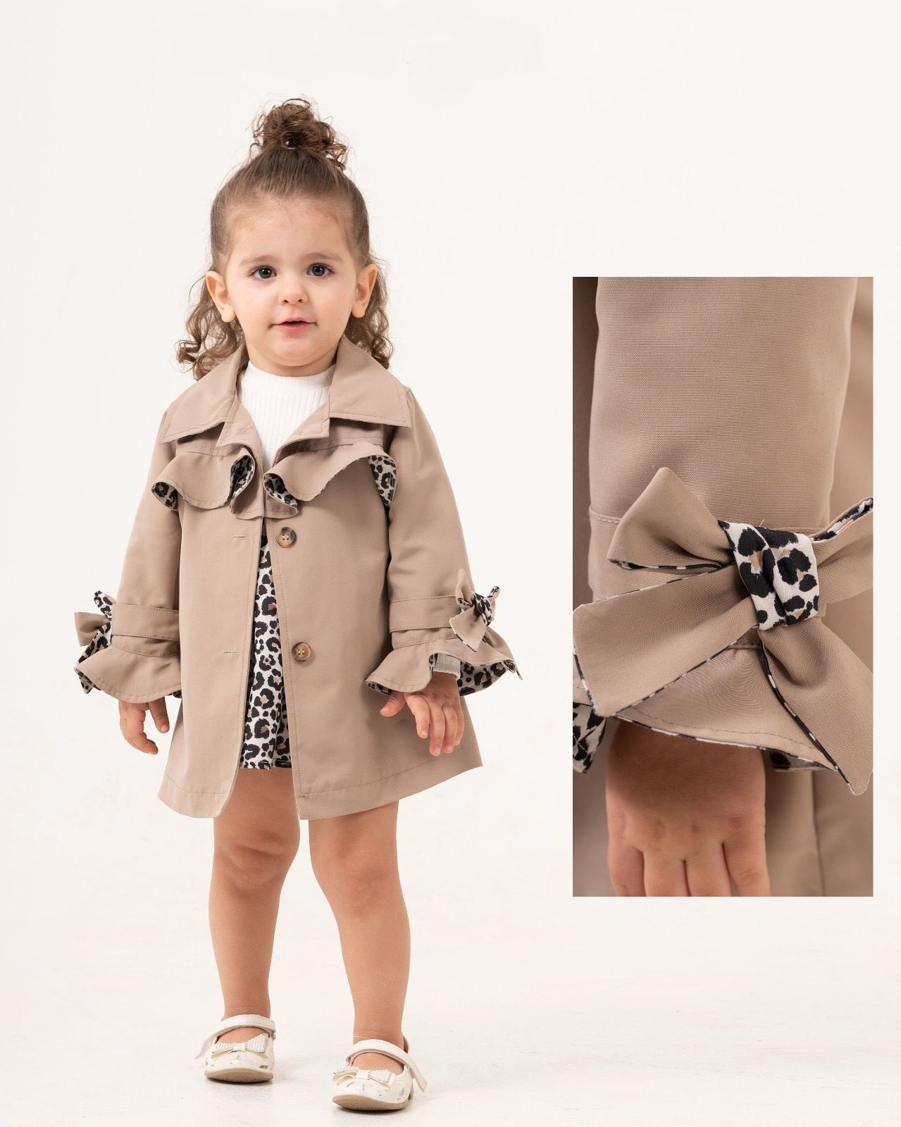 Leoparlı Trençkot ve Elbise- 6 ay
