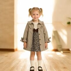 Leoparlı Trençkot ve Elbise- 2/5 Yaş Arası