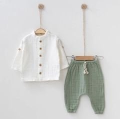 Müslin Erkek Takım- Ekru Yeşil