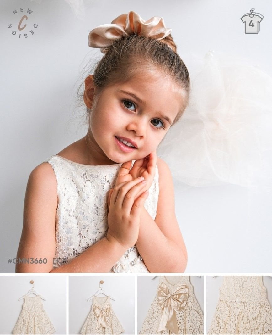 Sırtı Fiyonk Detaylı Kız Elbise