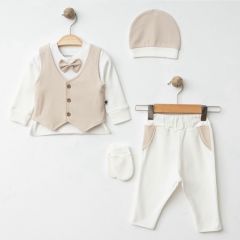 Bej Yelekli Zıbın Seti- 5 Parça