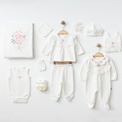 Çiçek Buketi İşlemeli Hastane Çıkışı- 10 Parça