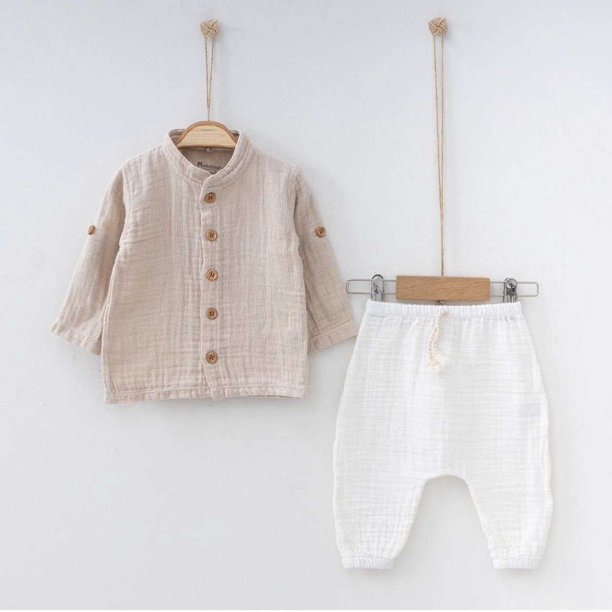 Müslin Erkek Takım-  Bej Ekru