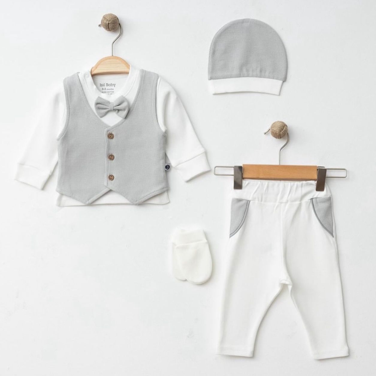 Gri Yelekli Zıbın Seti- 5 Parça