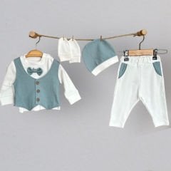 İndigo Renk Yelekli Zıbın Seti- 5 Parça