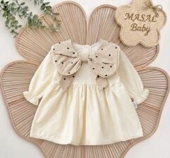 Fiyonk Yakalı Keten Elbise