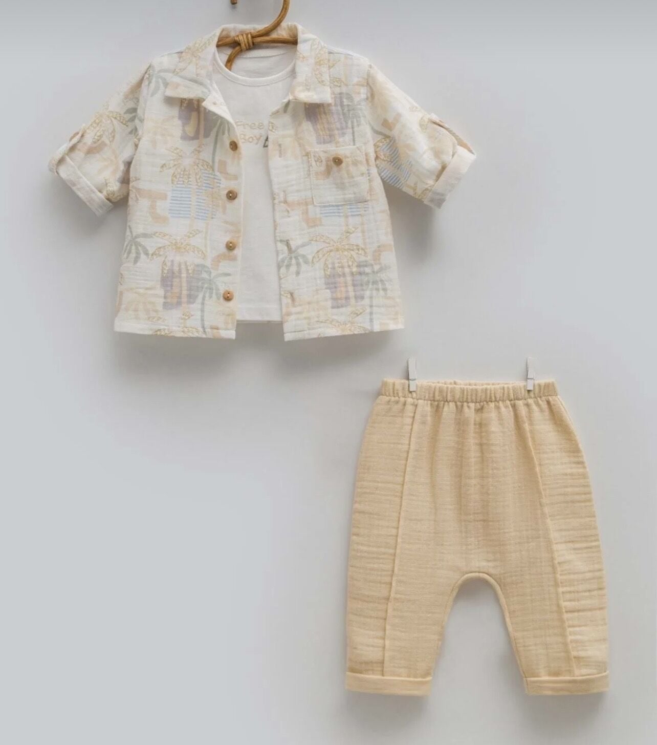 Erkek Müslin Üçlü Takım