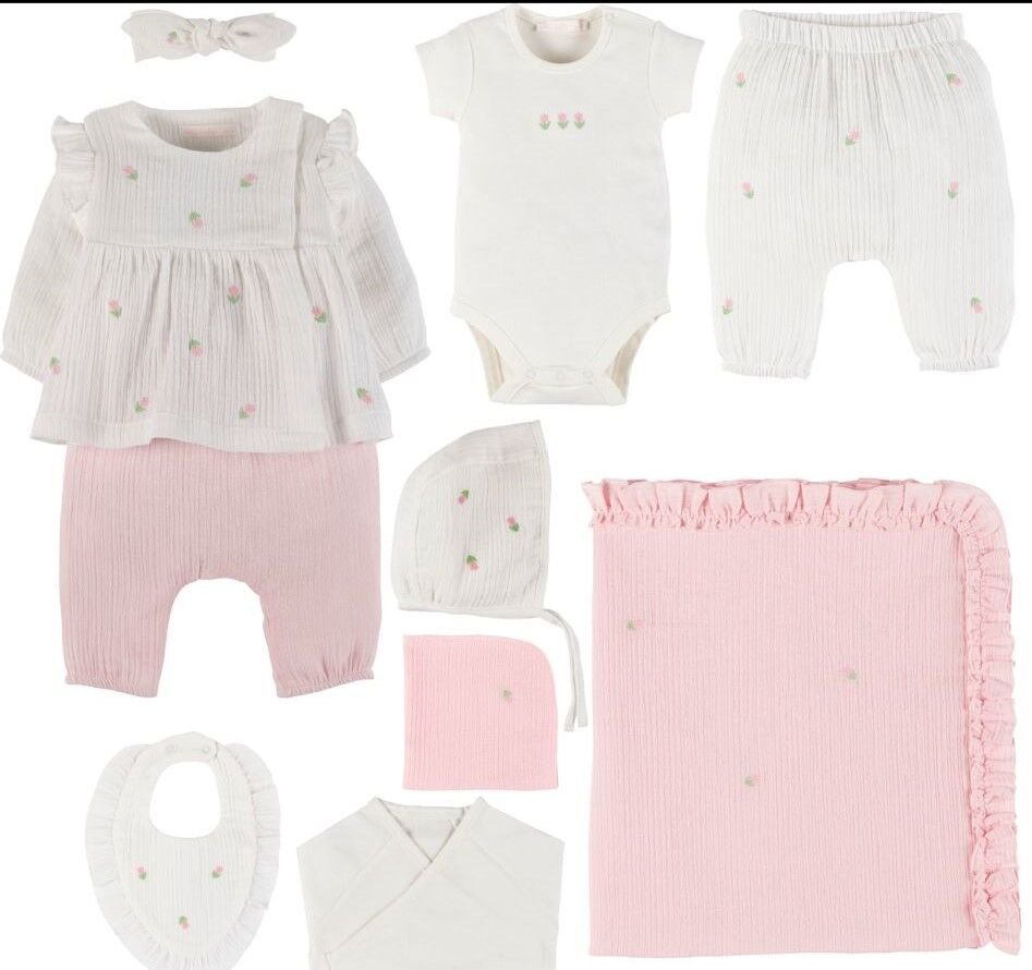 Çiçekli Müslin Kız Hastane Çıkışı- 10 Parça