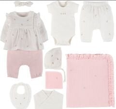 Çiçekli Müslin Kız Hastane Çıkışı- 10 Parça