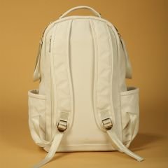 Krem Renk Deri Anne Bebek Bakım Sırt Çantası