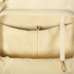 Krem Renk Deri Anne Bebek Bakım Sırt Çantası