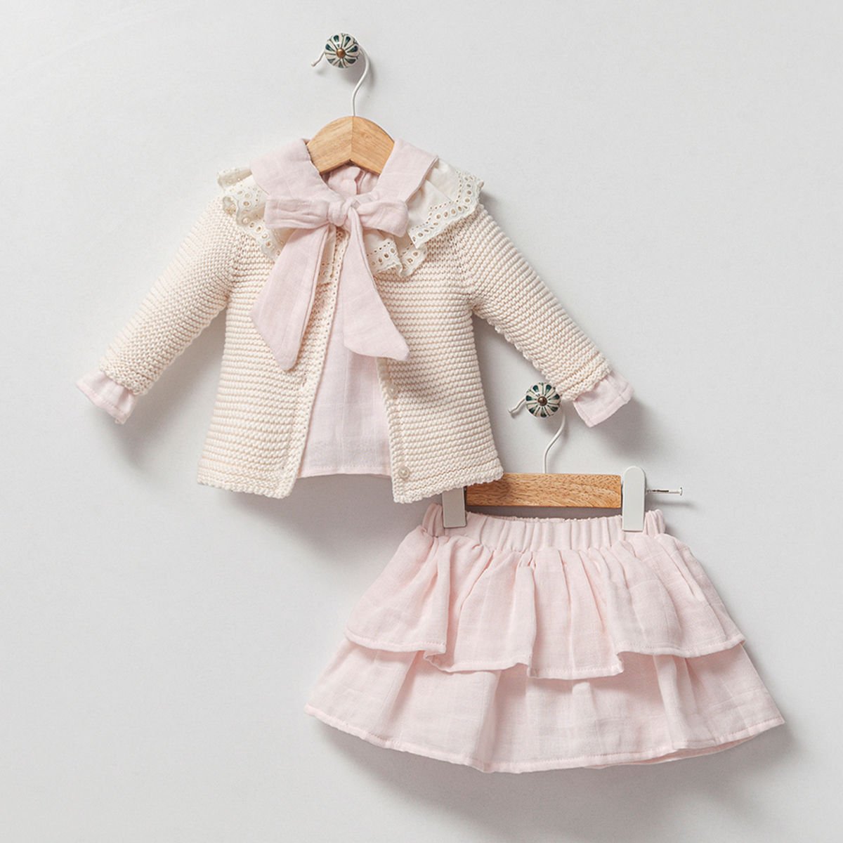 Pembe Rengi %100 Organik Triko - Müslin Takım