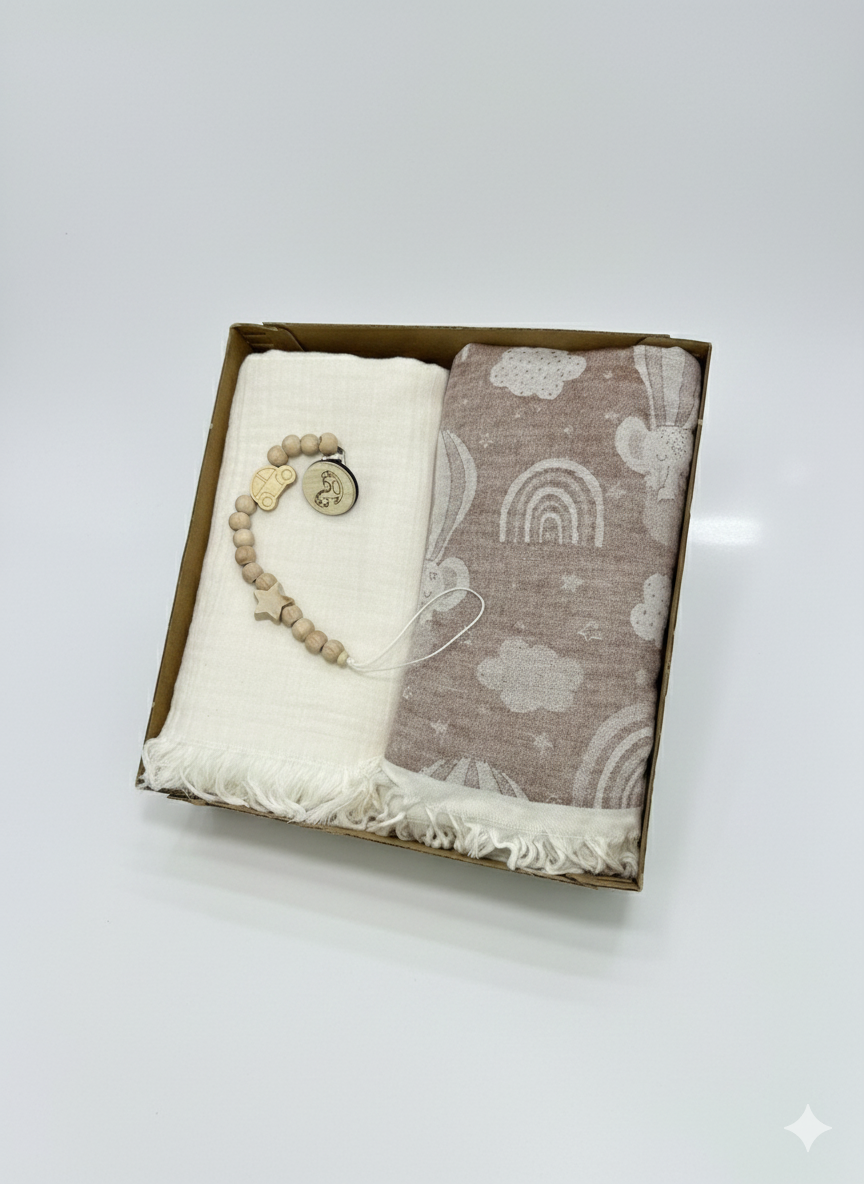 İkili Battaniye ve Emzik Zinciri Seti