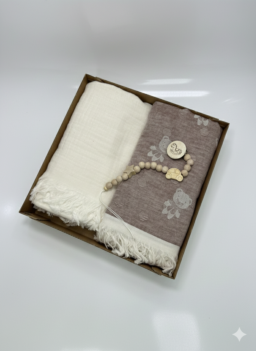 İkili Battaniye ve Emzik Zinciri Seti