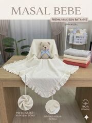 Fırfır Detaylı Müslin Battaniye- Dört Kat