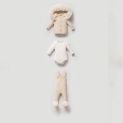 Krem Yünlü Slopet Hırka Takımı