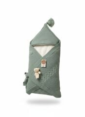 Mint Yeşili Yünlü Kundak Battaniye